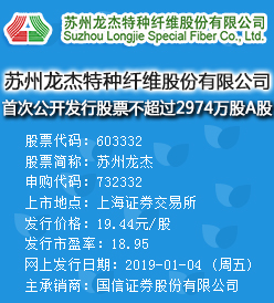 苏州龙杰今日申购 发行价格为19.44元/股