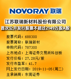 联瑞新材今日申购 发行价格为27.28元/股