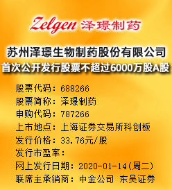 泽璟制药今日申购 发行价格为33.76元/股