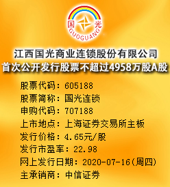国光连锁今日申购 发行价格为4.65元/股