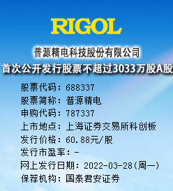 普源精电今日申购 发行价格为60.88元/股